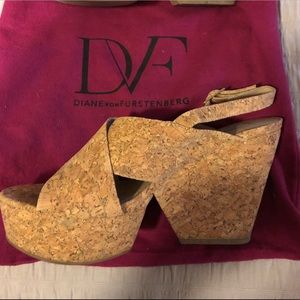 DVF Cork Spilt-Wedge Sandal